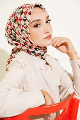 Kare Desen Mio Eşarp Bordo - Başörtüsü