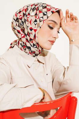 Kare Desen Mio Eşarp Bordo 