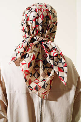 Kare Desen Mio Eşarp Bordo - Başörtüsü