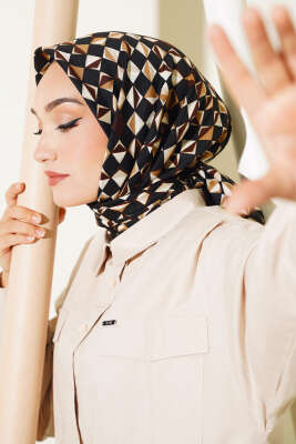 Kare Desen Mio Eşarp Siyah - Başörtüsü
