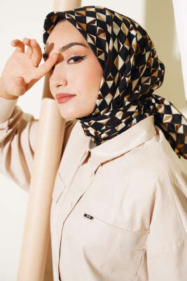 Kare Desen Mio Eşarp Siyah 