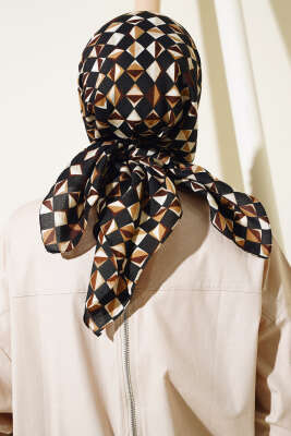 Kare Desen Mio Eşarp Siyah - Başörtüsü