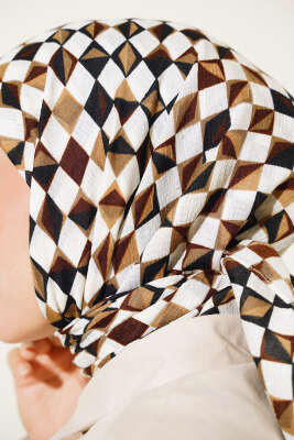 Kare Desen Mio Eşarp Sütlü Kahve - Başörtüsü