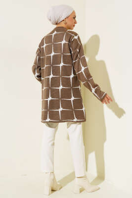 Kare Desen Triko Tunik Vizon - Triko Tunik