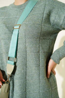 Kare Desenli Yumoş Triko Tunik Mint - Tunik