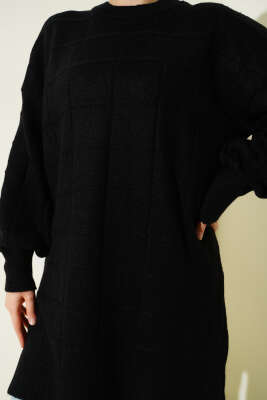 Kare Desenli Yumoş Triko Tunik Siyah - 300-500 TL Ürünler