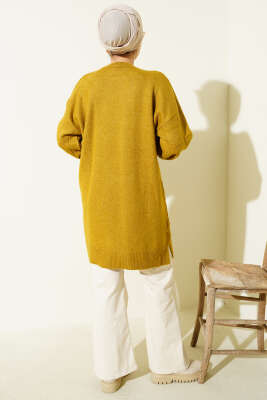 Kare Desenli Yumoş Triko Tunik Yağ Yeşili - Tunik