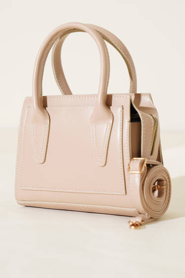 Kare Fermuarlı El Çanta Bej - Kol Çantası