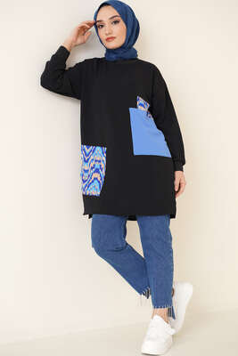 Kare Garnili Tunik Siyah 