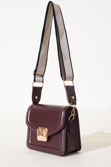 Kare Gold Detaylı Kol Çantası Kahve - Kol Çantası