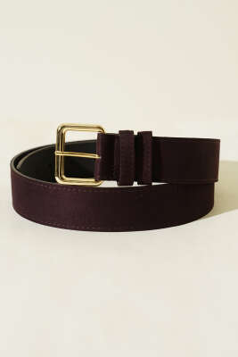 Kare Metal Tokalı Kemer Acı Kahve 