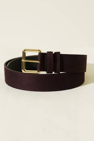 Kare Metal Tokalı Kemer Acı Kahve - Deri Kemer