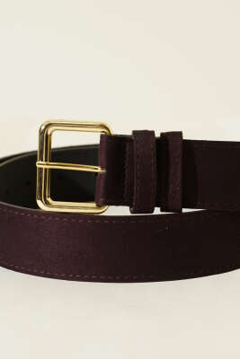 Kare Metal Tokalı Kemer Acı Kahve - Deri Kemer