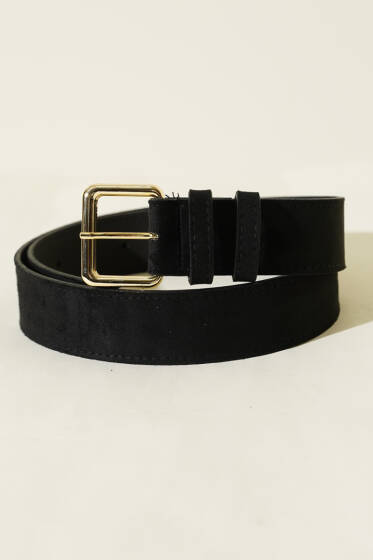 Kare Metal Tokalı Kemer Siyah - Deri Kemer