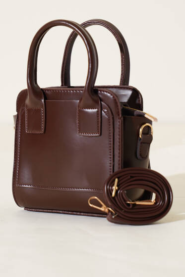 Kare Model Çanta Acı Kahve - Kol Çantası