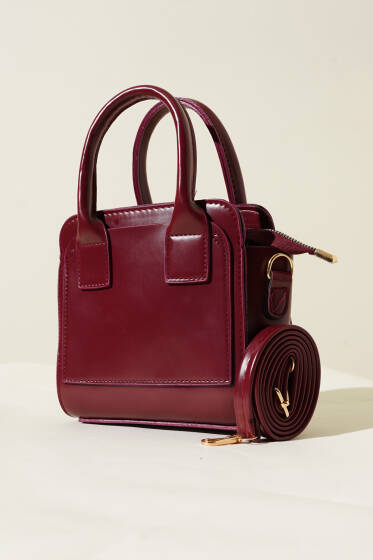 Kare Model Çanta Bordo - Kol Çantası