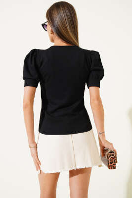 Kare Yaka Bluz Siyah - Kadın Giyim Modelleri