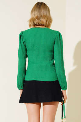 Kare Yaka Bürümcük Bluz Benetton - Yılın Fırsatı