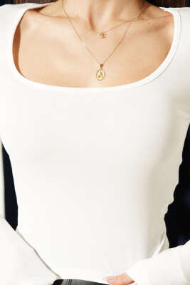 Kare Yaka Uzun Kol Bluz Ekru - Kadın Giyim Modelleri