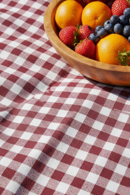 Kareli Masa Örtüsü Bordo - MAHİR HAVLU