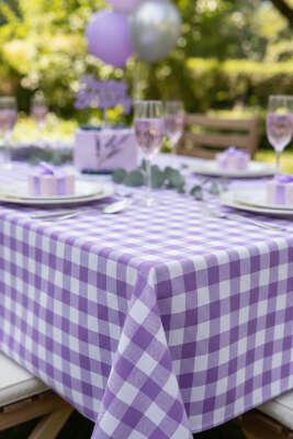Kareli Masa Örtüsü Lila - MAHİR HAVLU