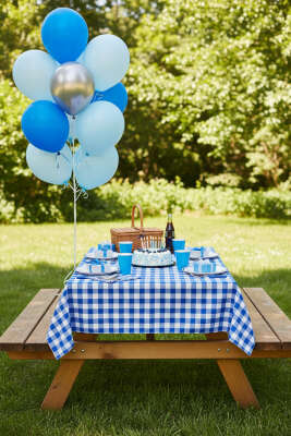 Kareli Masa Örtüsü Mavi - Masa Örtüsü