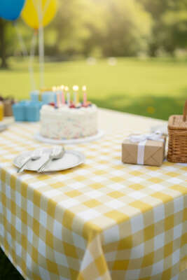 Kareli Masa Örtüsü Sarı - MAHİR HAVLU