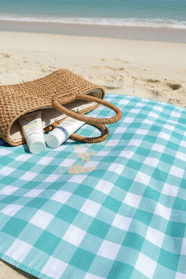 Kareli Masa Örtüsü Turkuaz - MAHİR HAVLU