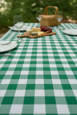 Kareli Masa Örtüsü Yeşil - MAHİR HAVLU