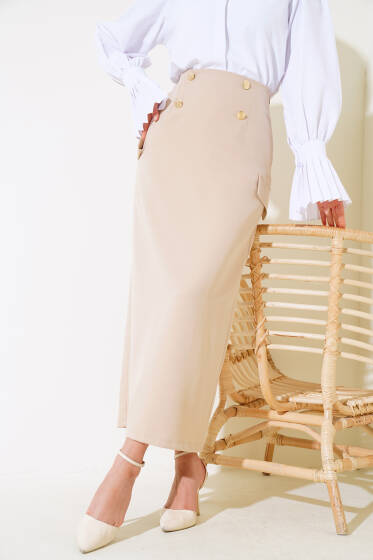 Kargo Cep Detaylı Etek Latte - Etek