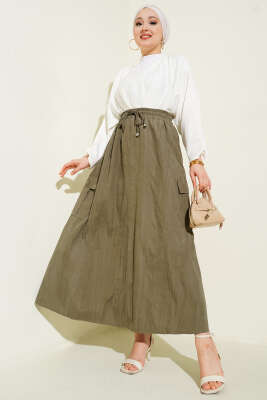 Kargo Cep Detaylı Tensel Etek Haki - Etek