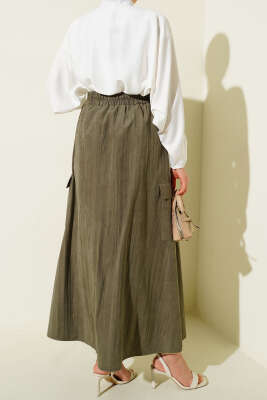 Kargo Cep Detaylı Tensel Etek Haki - Etek