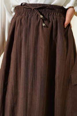 Kargo Cep Detaylı Tensel Etek Kahve - Etek