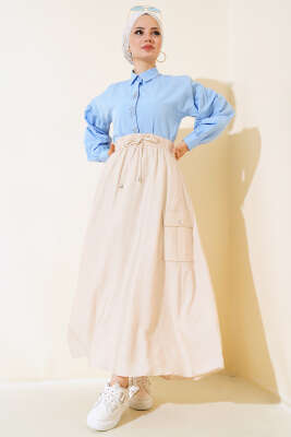 Kargo Cep Etek Bej - Uzun Etek