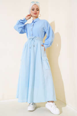 Kargo Cep Etek Buz Mavisi - Uzun Etek