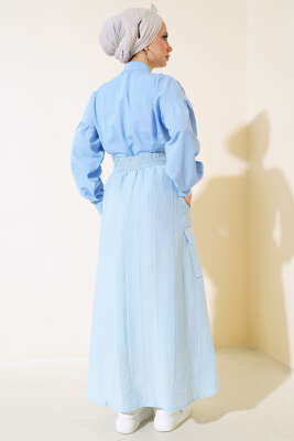 Kargo Cep Etek Buz Mavisi - Uzun Etek