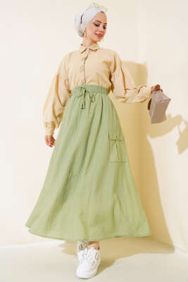 Kargo Cep Etek Çağla Yeşili - Uzun Etek
