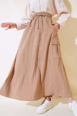 Kargo Cep Etek Latte - Uzun Etek