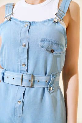 Kargo Cepli Askılı Tulum Açık Mavi - Kadın Giyim Modelleri