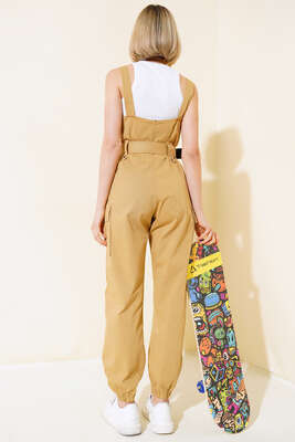 Kargo Cepli Askılı Tulum Hardal - Kadın Giyim Modelleri