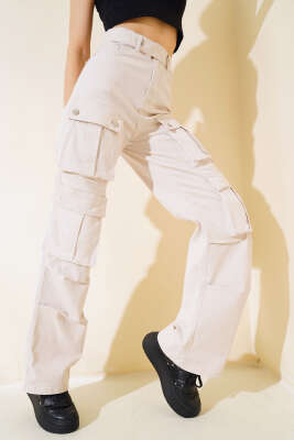 Kargo Cepli Gabardin Pantolon Bej - AREF