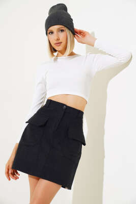 Kargo Cepli Mini Etek Antrasit - Kadın Giyim Modelleri