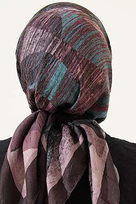 Karışık Desen Bambu Kraş Ayda Eşarp Acı Kahve - Başörtüsü