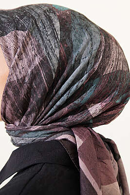 Karışık Desen Bambu Kraş Ayda Eşarp Acı Kahve - Başörtüsü