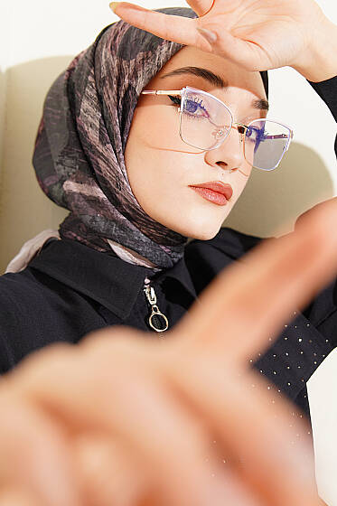 Karışık Desen Bambu Kraş Ayda Eşarp Bej - Başörtüsü