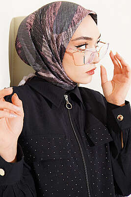 Karışık Desen Bambu Kraş Ayda Eşarp Bej - Başörtüsü