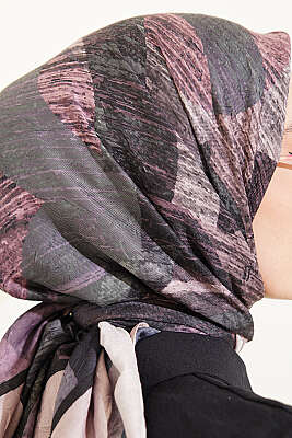 Karışık Desen Bambu Kraş Ayda Eşarp Bej - Başörtüsü