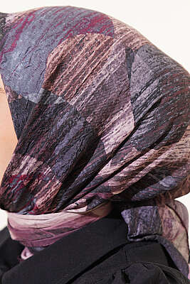 Karışık Desen Bambu Kraş Ayda Eşarp Burgonya - Başörtüsü