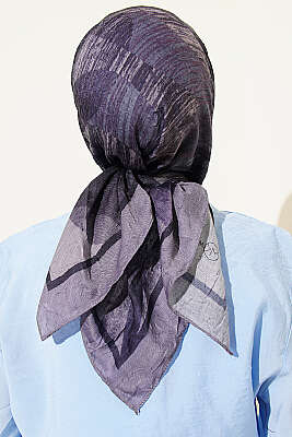 Karışık Desen Bambu Kraş Ayda Eşarp Gri - Başörtüsü