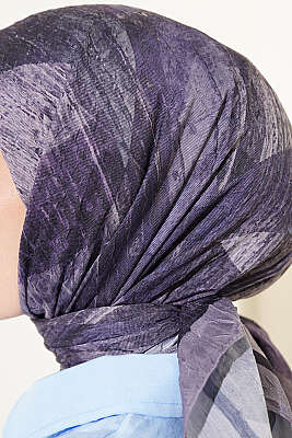 Karışık Desen Bambu Kraş Ayda Eşarp Gri - Başörtüsü